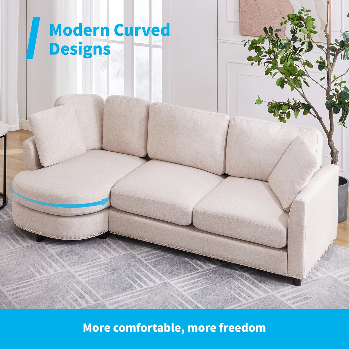 Beige L Shaped Sectional Sofa with Chaise B7535