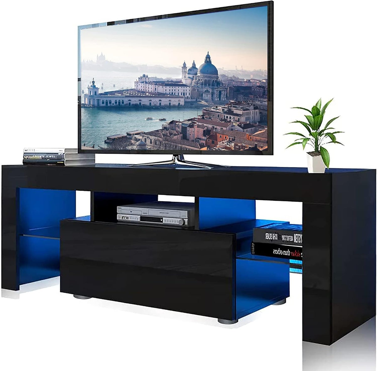 Modern TV Stand with 16 Colors LED Light and Drawer A6501