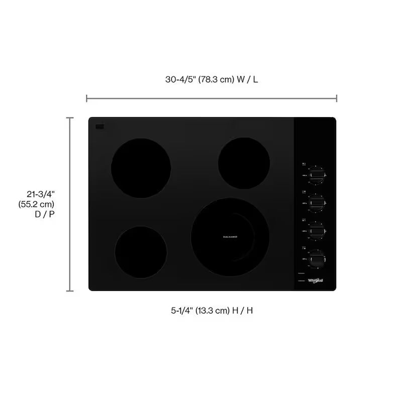 30 in. Black Electric Ceramic Glass Cooktop with 4 Elements N7837