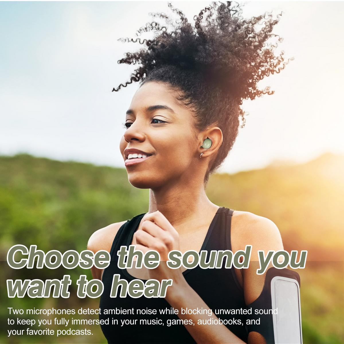 Truly Wireless Bluetooth Headphones with Noise Isolation, Dual Microphone - Green H38620