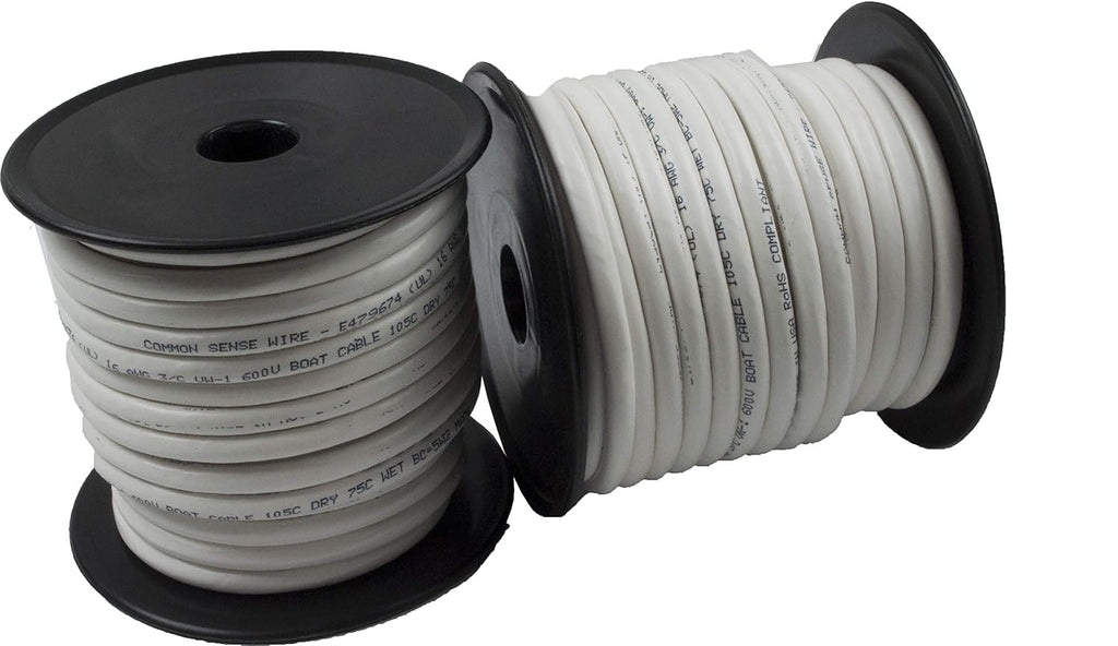 10/3 AWG Triplex Round AC Marine Wire Tinned Copper Boat Cable 500 Feet Black/White/Green T690