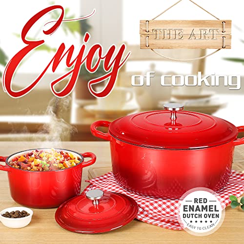 6QT Enamel Cast Iron Dutch Oven with Loop Handles D5775