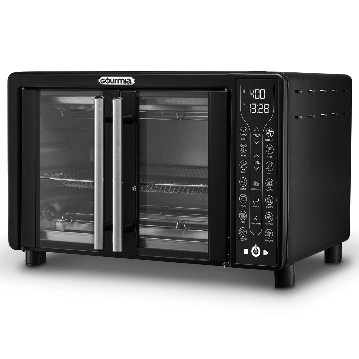Black Digital French Door Air Fryer Toaster Oven T2042