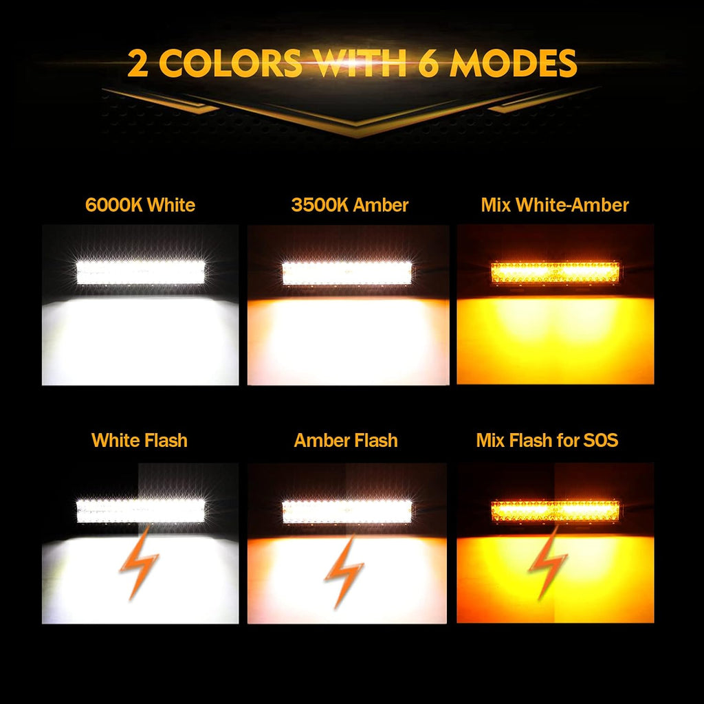LED Amber Light Bar 12Inch 300W Spot Flood Combo S3054