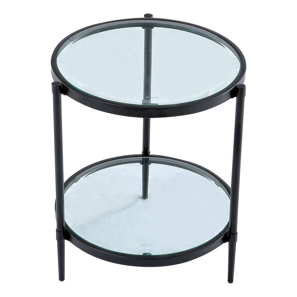 Round Coffee End Table with Temper Glass Top and Metal Leg G7644