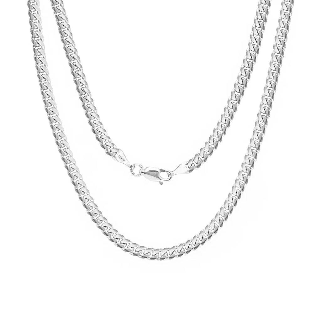 10k White Gold Miami Cuban Link Chain Pendant Necklace 16" - 30" B613