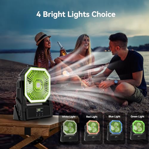 Portable Battery Powered Fan with 4 Lights, 20000mAh Rechargeable 4 Speed C424158