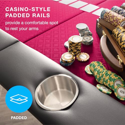 10-Person Foldable Poker Table with Speed Cloth and Stainless Steel Cupholders P80748