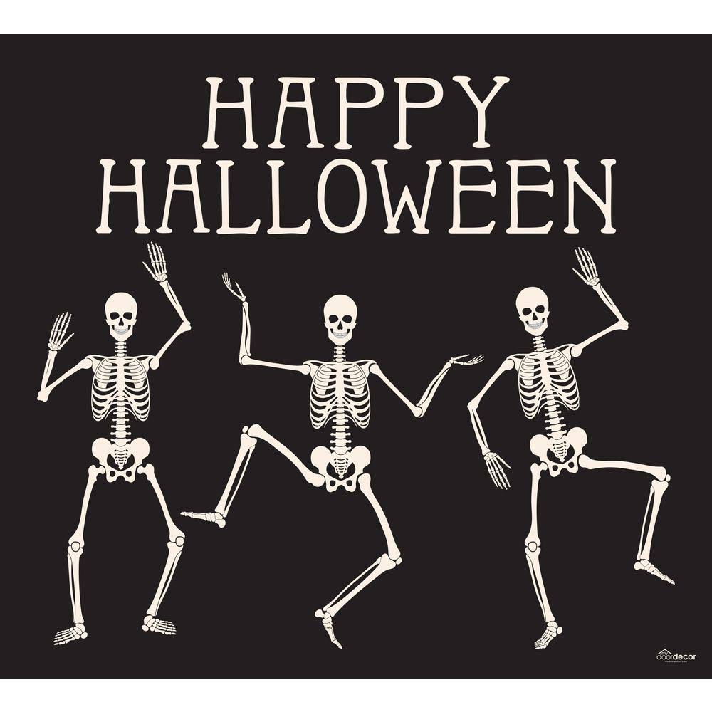 Happy Halloween Skeletons Door Mural Sign Banner Decor U948521