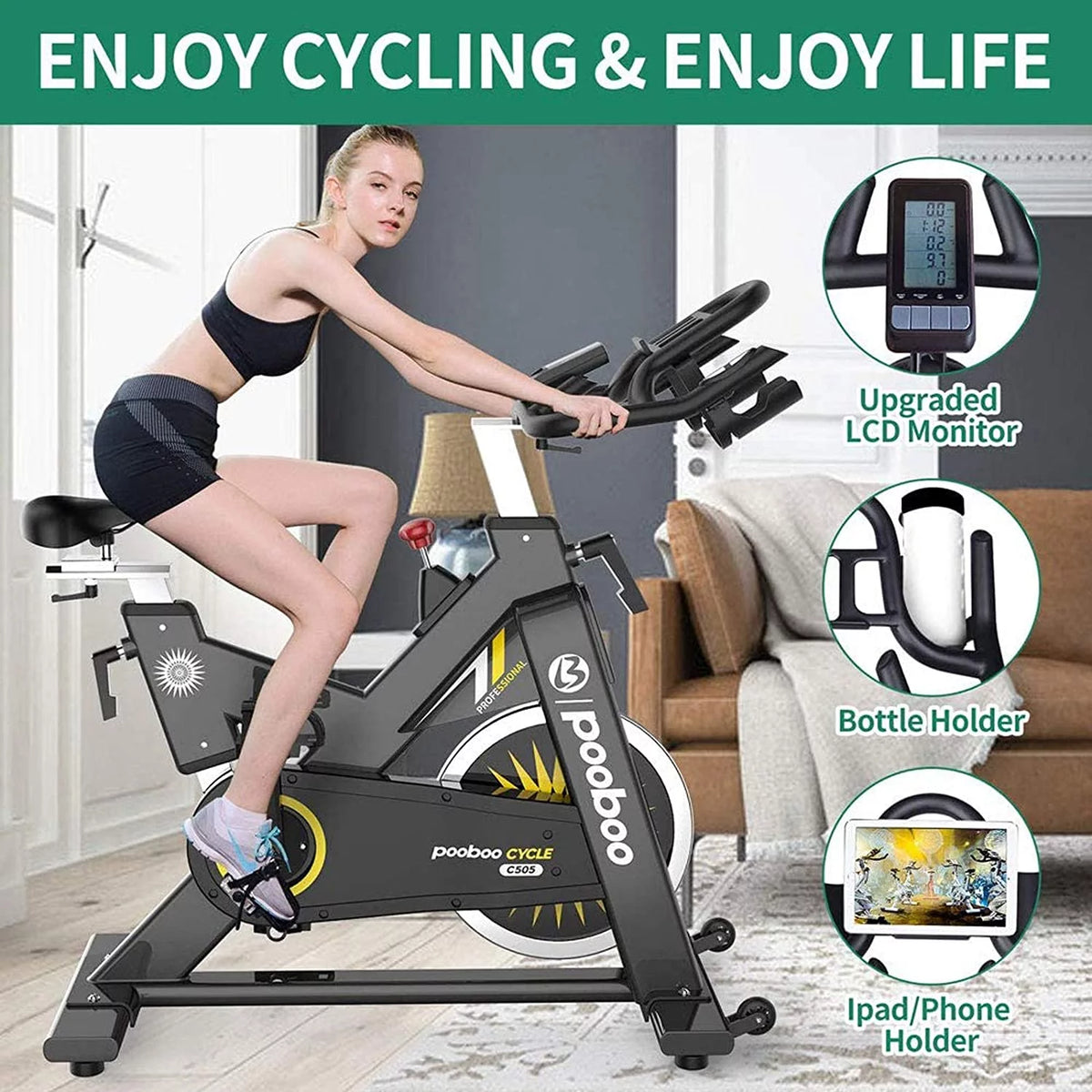 Commercial Exercise Bike Heavy Duty Belt Drive Stationary Indoor Cycling Bike K3875