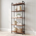 5-Tier Solid Pine Open Wood Bookcase, Brown N9128