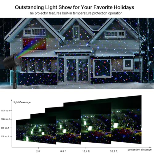 Outdoor Laser Lights, Moving RGB Projector Light Waterproof with Remote Control P929