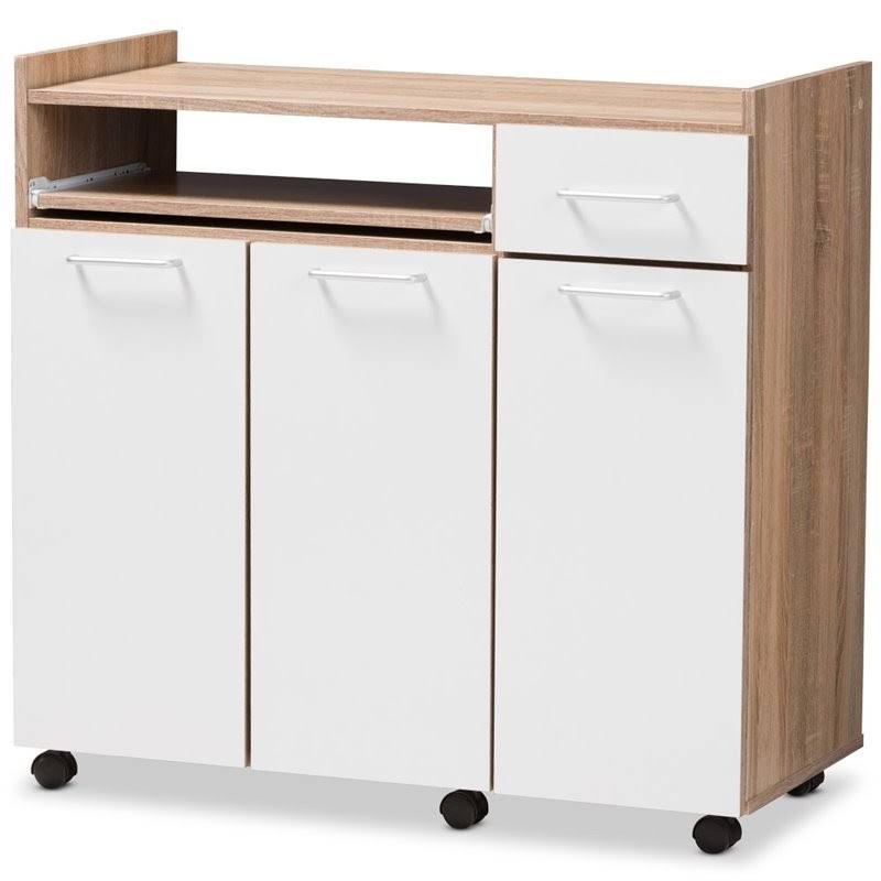 Light Oak and White Kitchen Cabinet P966