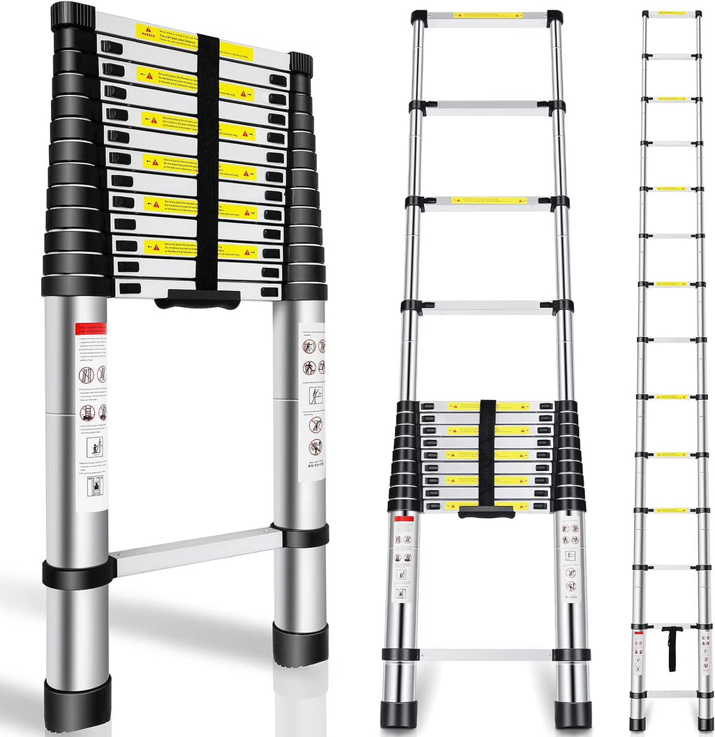 Telescoping Ladder 16.5FT Aluminum Alloy Folding Ladder, 330 lbs Load R49815
