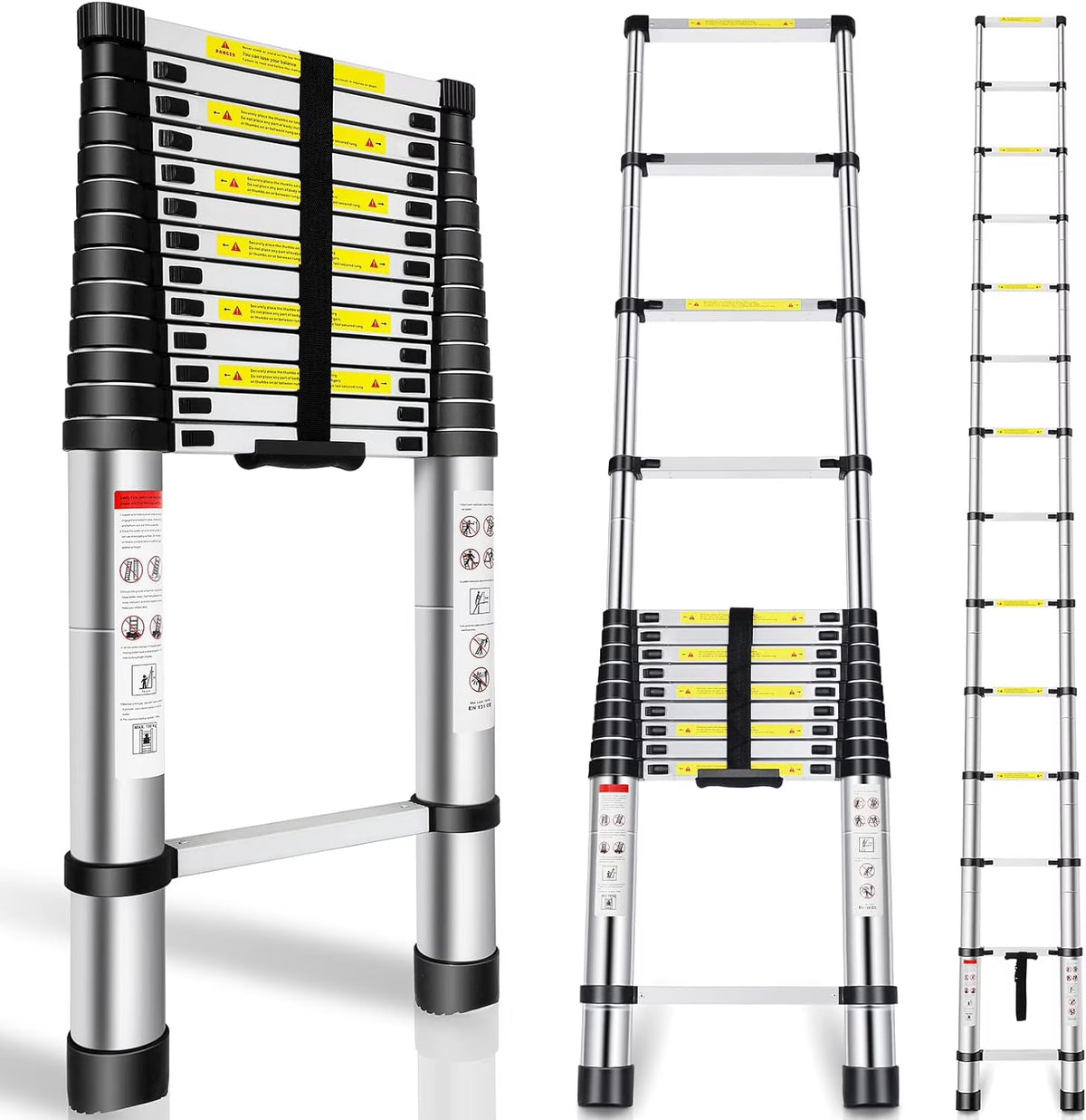 Telescoping Ladder 16.5FT Aluminum Alloy Folding Ladder, 330 lbs Load R49815