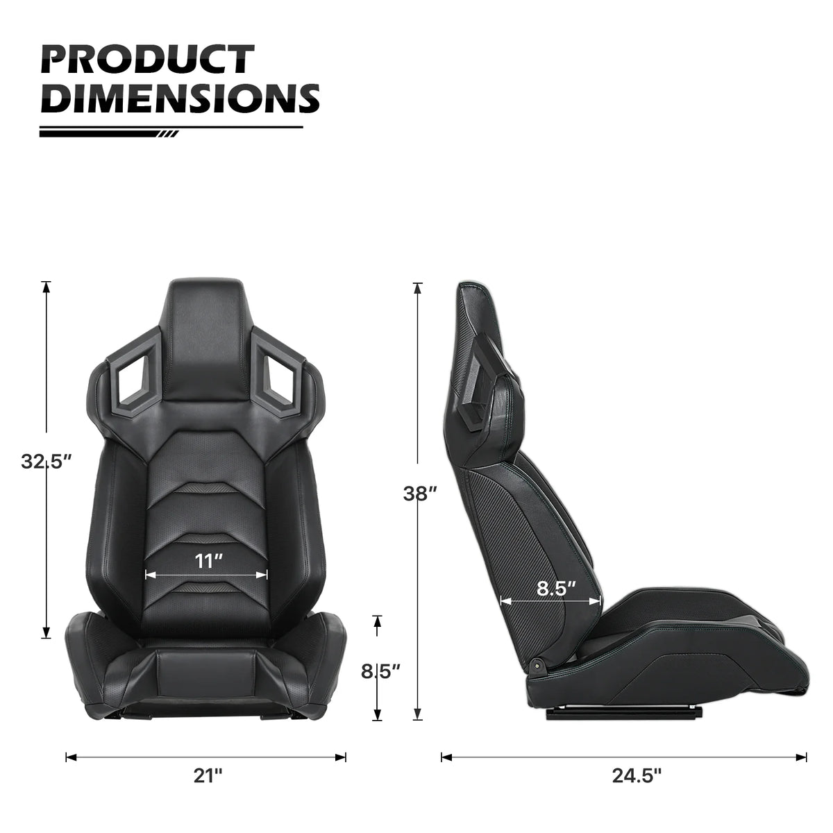 Black Ergonomic Racing Seat with Adjustable Slide E823041