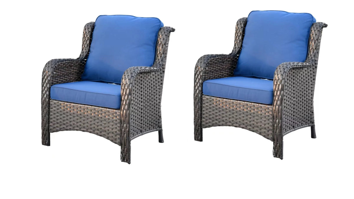 2 Pieces Wicker PE Rattan Patio Chairs with Fabric Cushions Z795