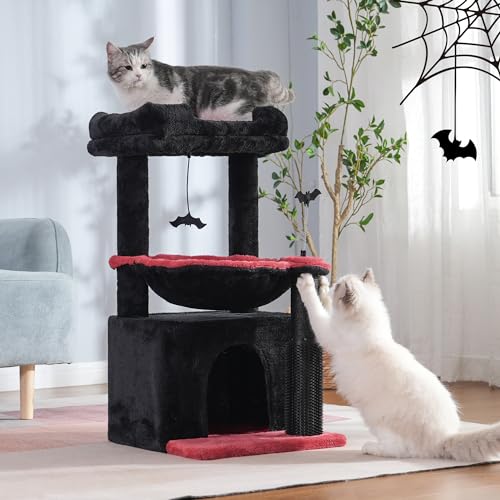 Gothic Cat Tree 32 Inches with Scratching Post, Hammock, and Removable Top Perch N414261