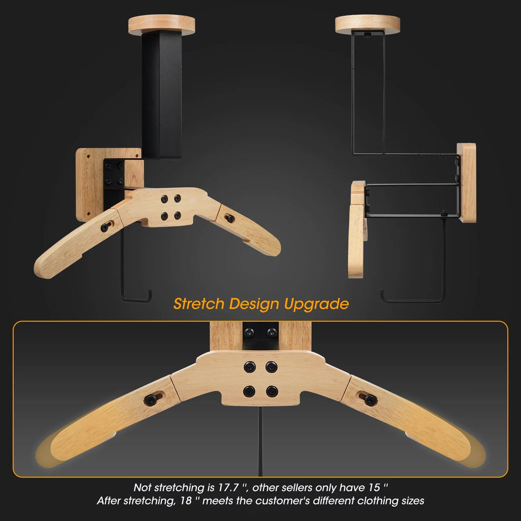Wooden Wall Mount Helmet Rack with Hooks L595067