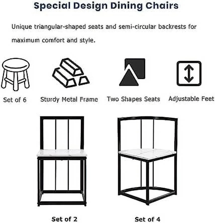 Compact Faux Marble Dining Table and Chairs 7 Piece Set G7610
