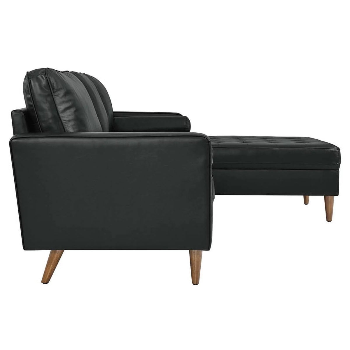 Black Leather Sectional Sofa O685