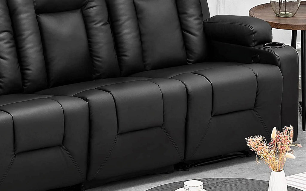 Black Bonded Leather Recliner Set R86536
