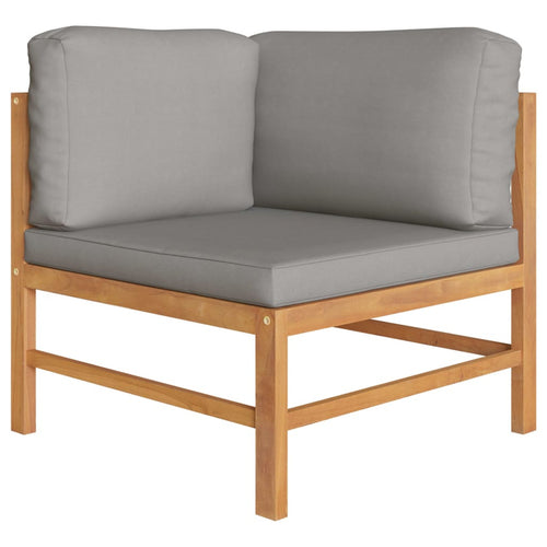 2-Seater Teak Wood Corner Sofa Set with Dark Gray Cushion I1572