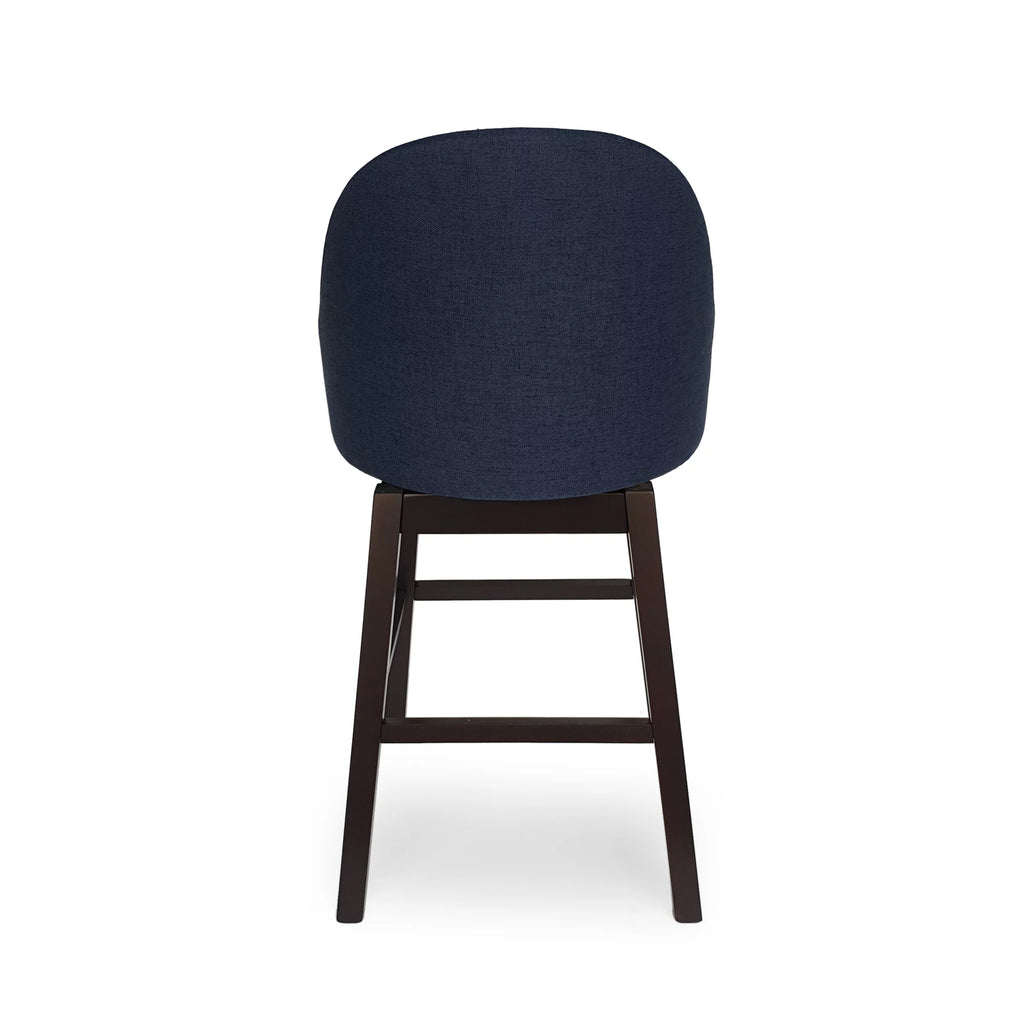 Navy Blue Upholstered Swivel Bar Stool F8027