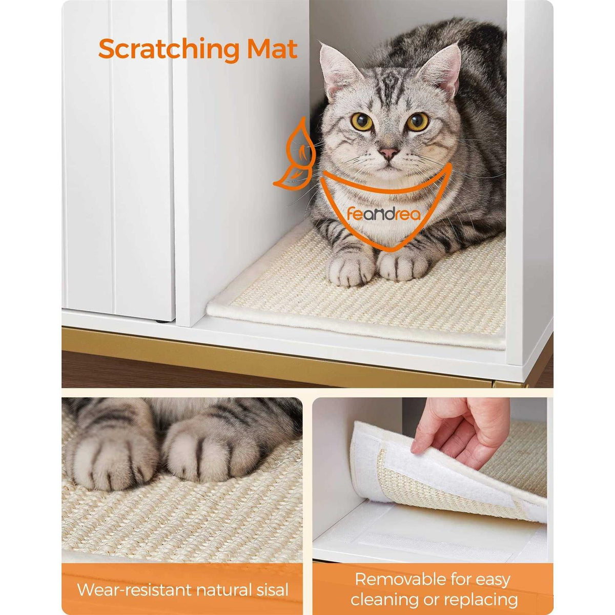 Modern Cat Litter Box Enclosure with Scratching Mat P3326