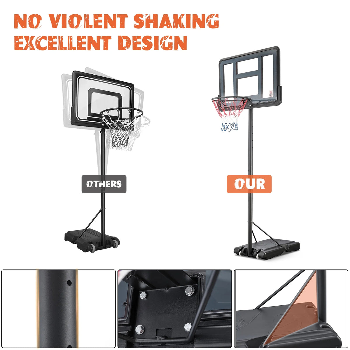44 inch Height Adjustable Portable Basketball Hoop W897251