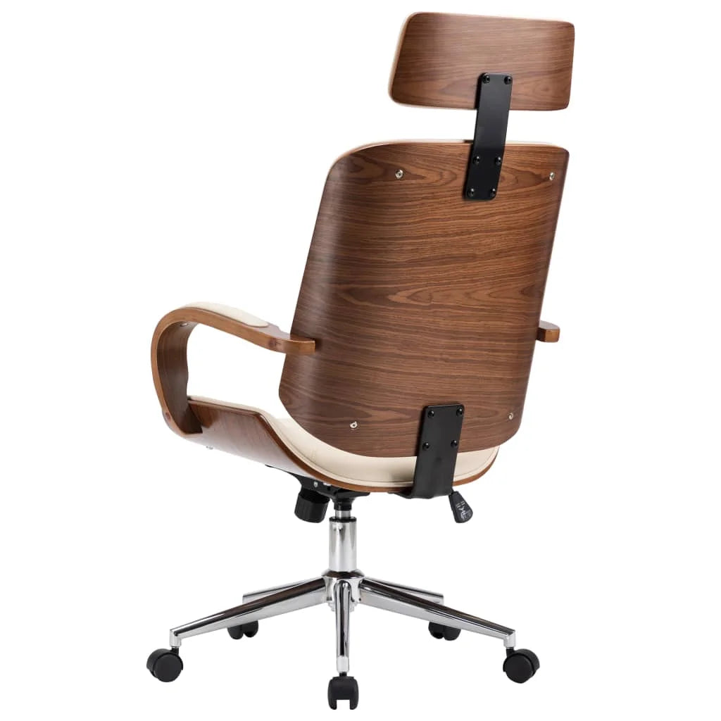 Cream Faux Leather Bentwood Swivel Office Chair N7234