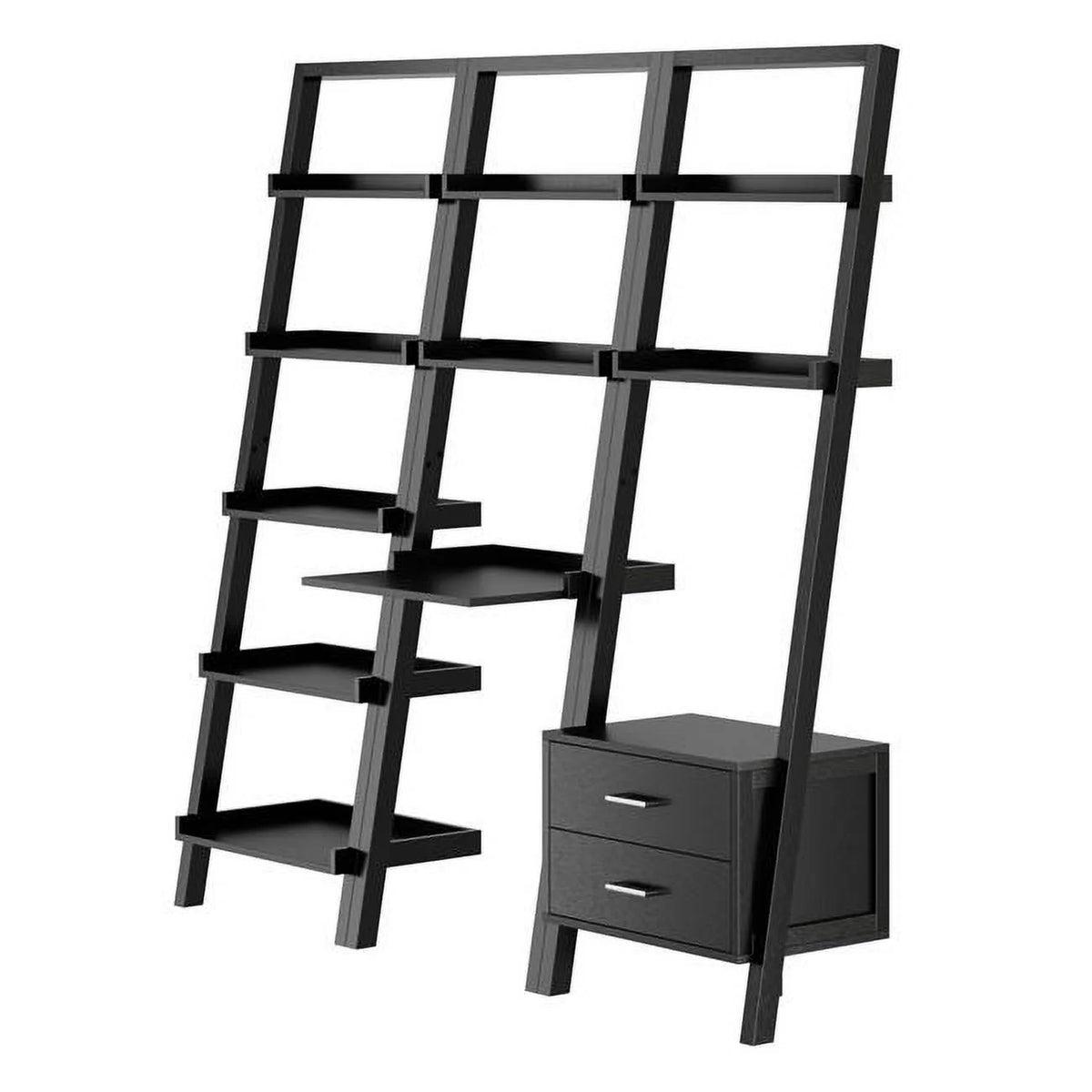 Black 3 Piece Leaning Desk & Shelf Set R936