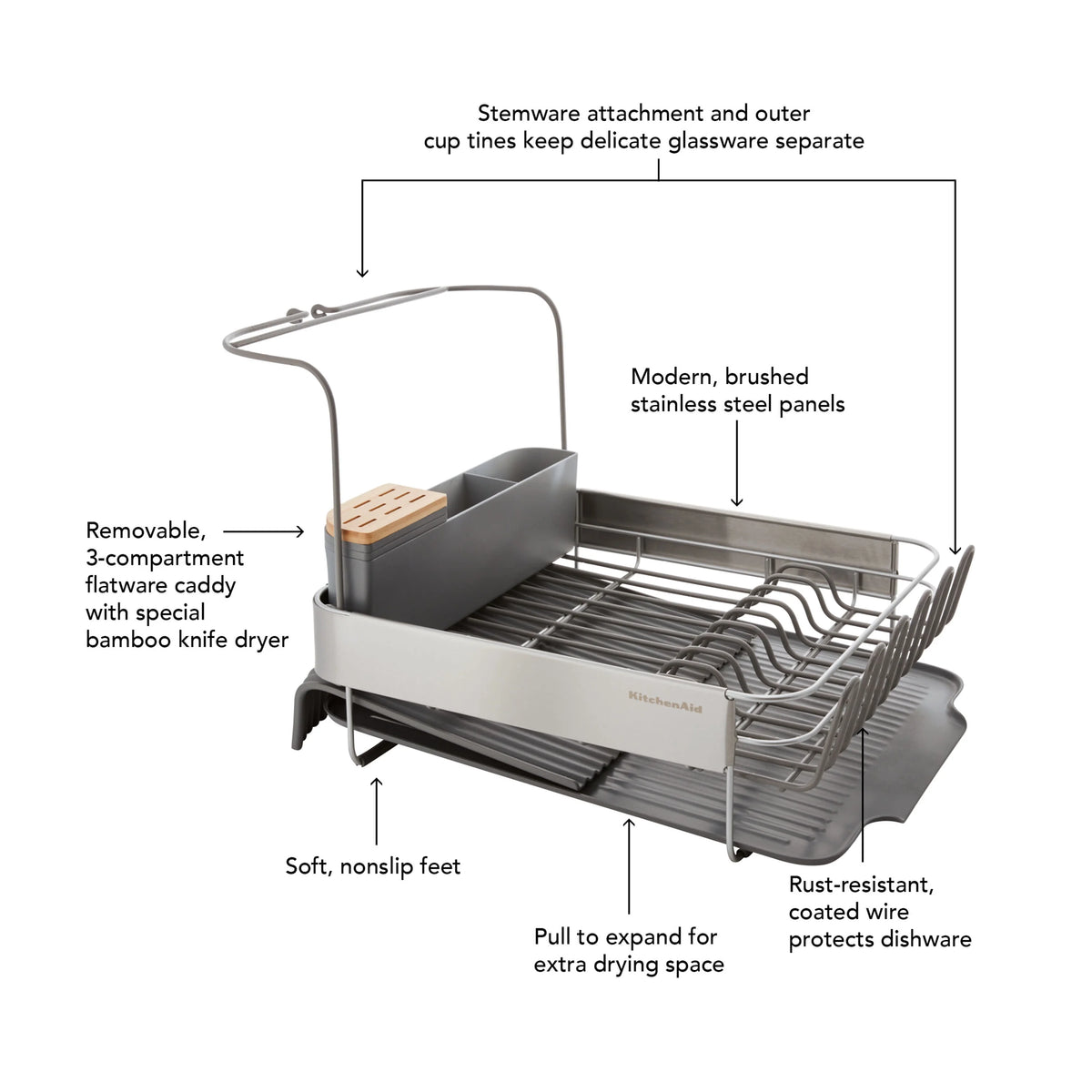 Charcoal Expandable Dish-Drying Rack F2418