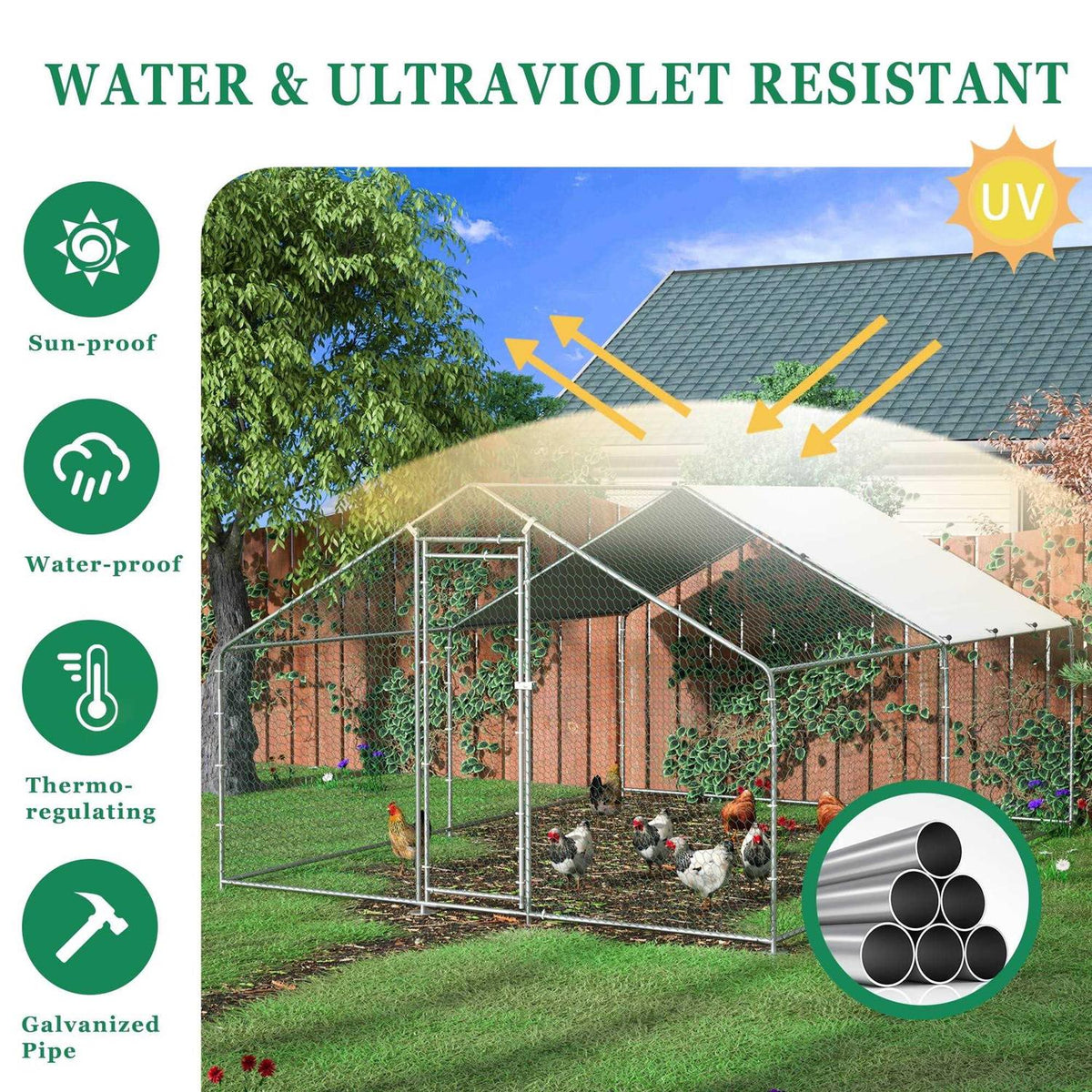 Extra Large Metal Chicken Coop with Waterproof and Anti-Ultraviolet E4753