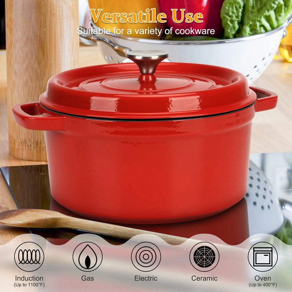 13" Round 5 qt Enameled Cast Iron Dutch Oven A258044
