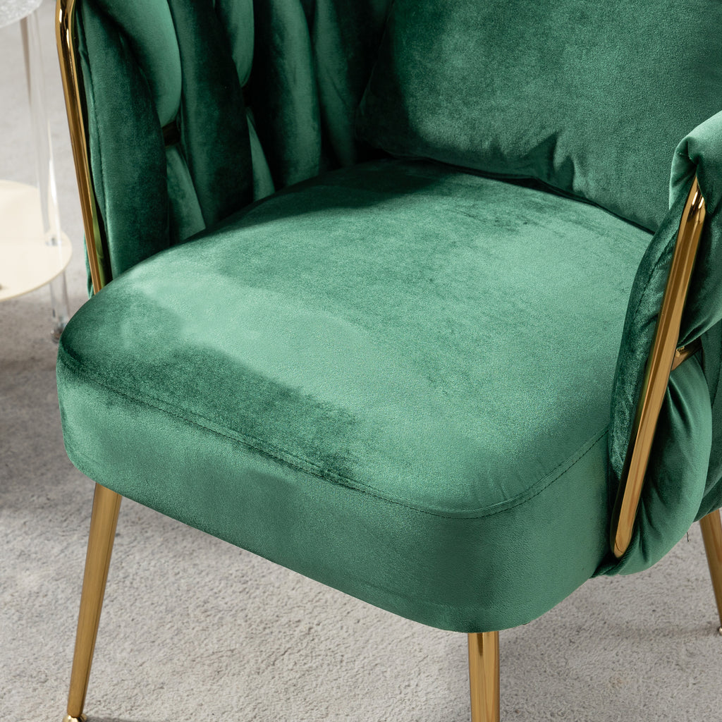 Green Velvet Accent Chair with Pillow A110868