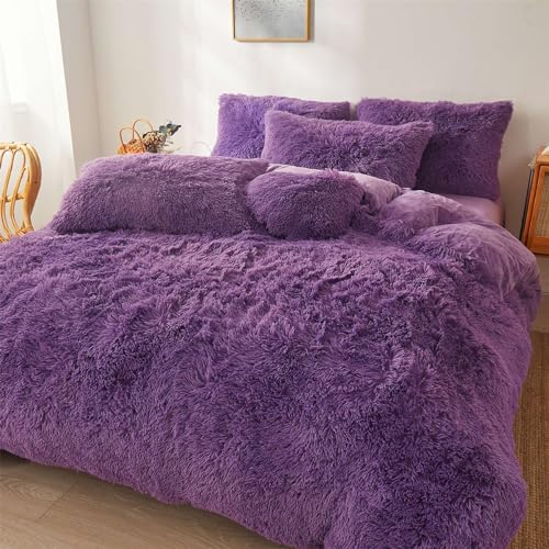 Dark Grey Queen 3 Piece Faux Fur Comforter Cover Set G727909