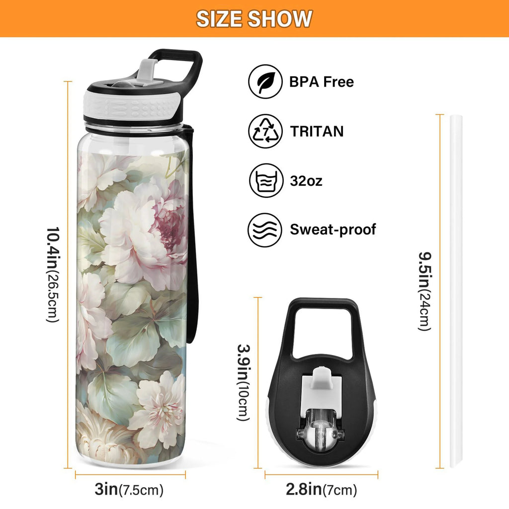 Clear 32oz Tritan Water Bottle with Straw P9932