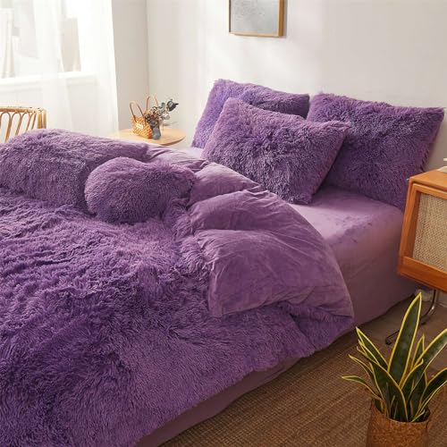 Dark Grey Queen 3 Piece Faux Fur Comforter Cover Set G727909