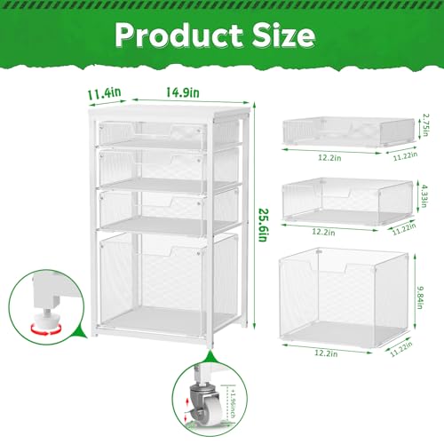 White 4 Drawer Rolling File Cart with Wheels F30089