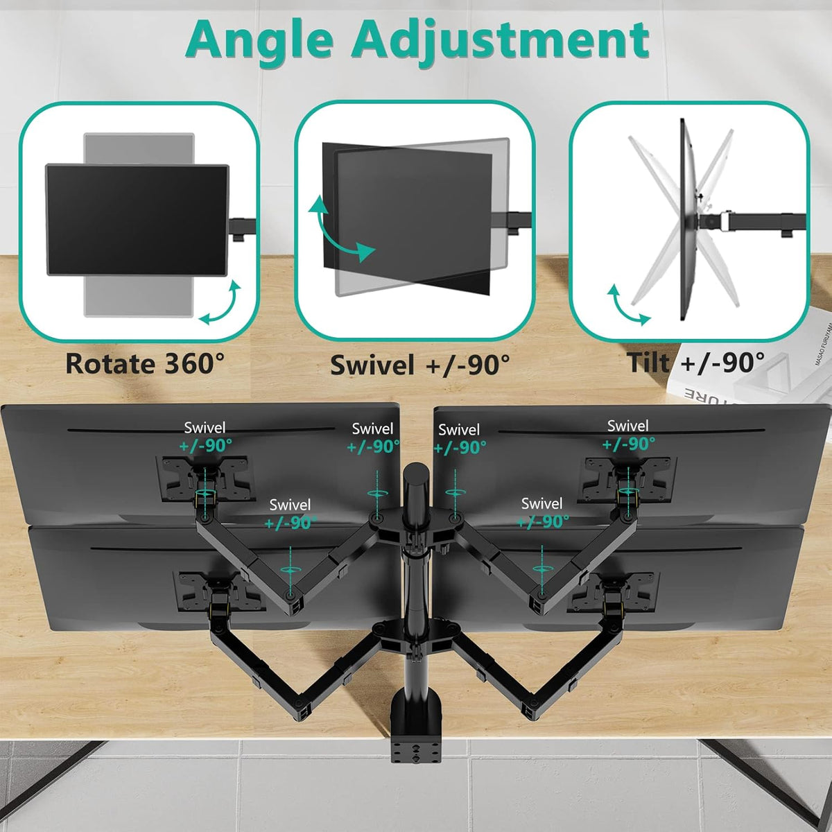 Quad Monitor Desk Mount, Black, Pack of 2 M44311