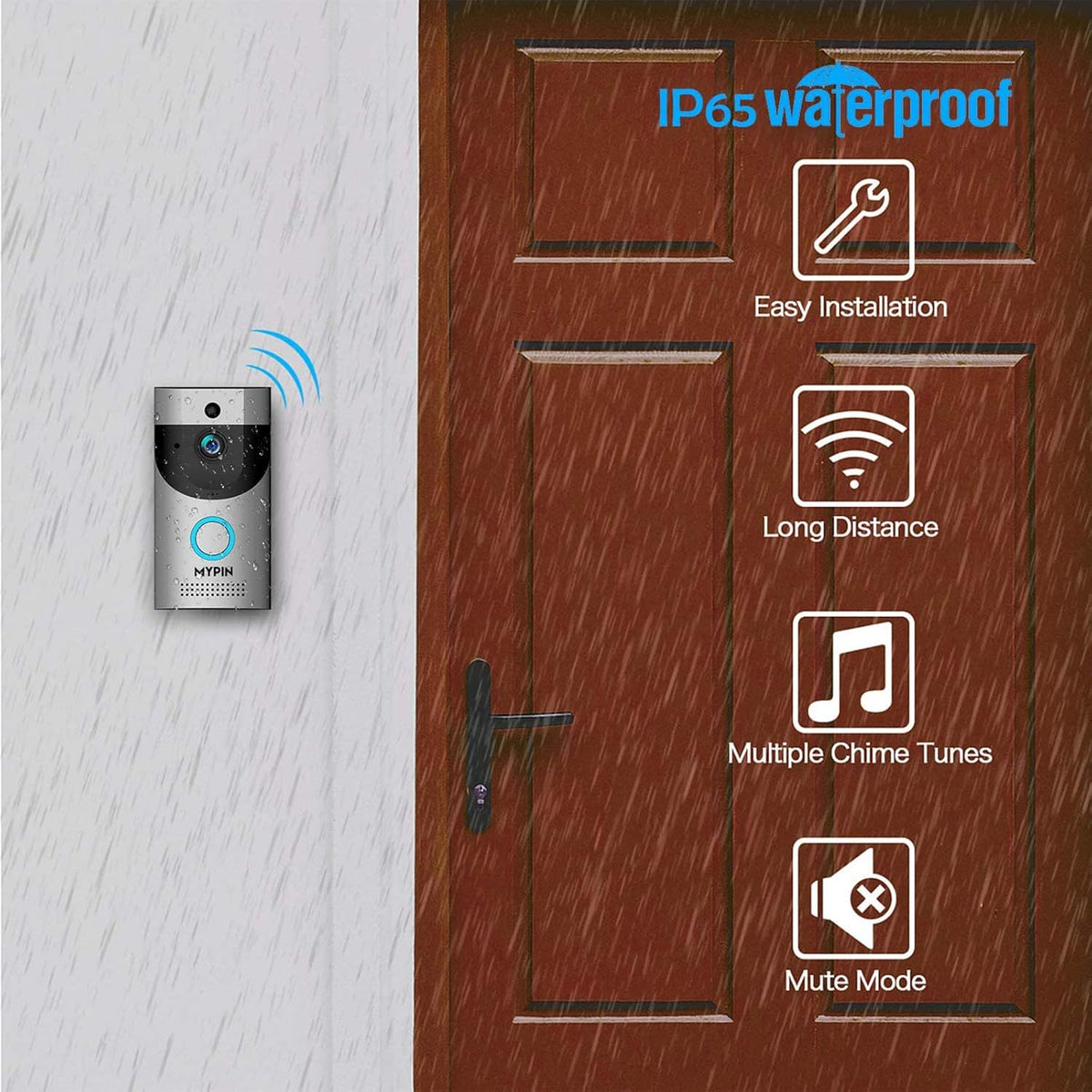 Waterproof WiFi Doorbell Camera with Night Vision and Rechargeable Batteries R762