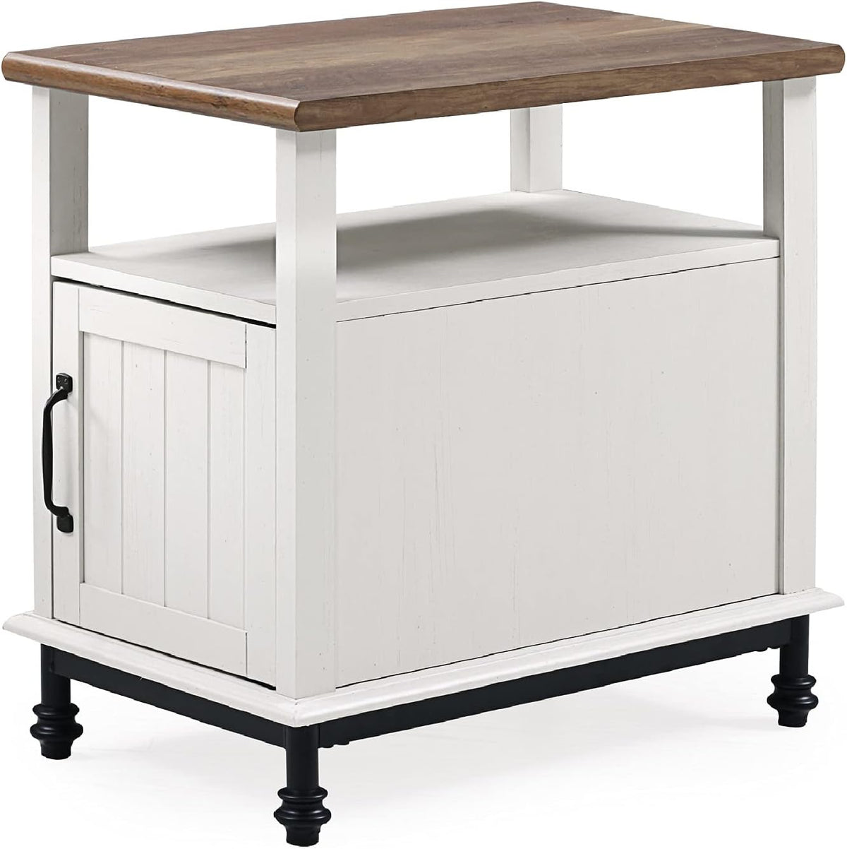 White Oak Nightstand with Storage Shelf and Cabinet A699
