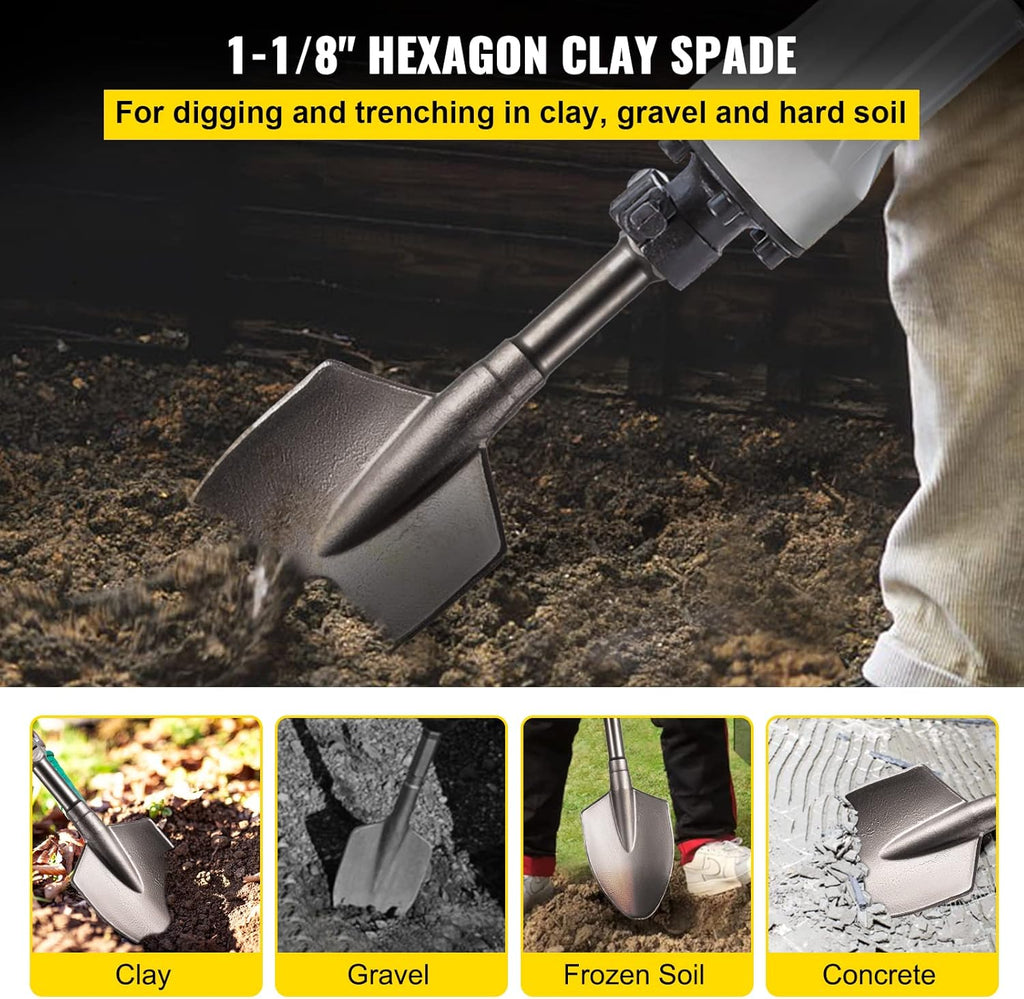 Clay Spade 1-1/8 Hex Jackhammer Bit Pack of 2 Z25361
