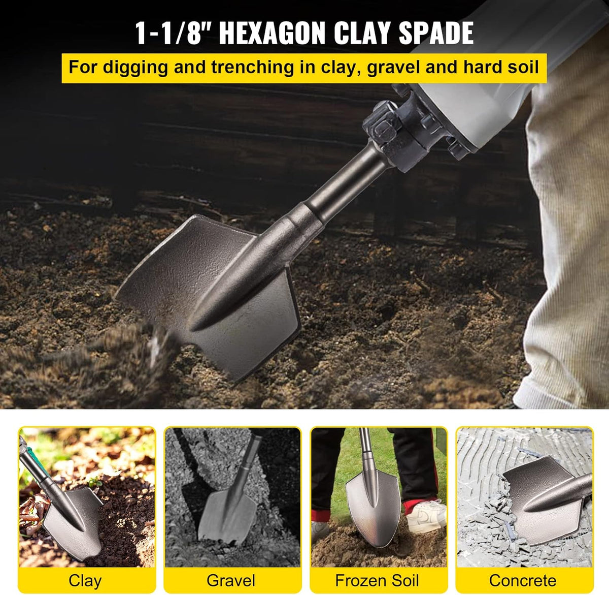 Clay Spade 1-1/8 Hex Jackhammer Bit Pack of 2 Z25361