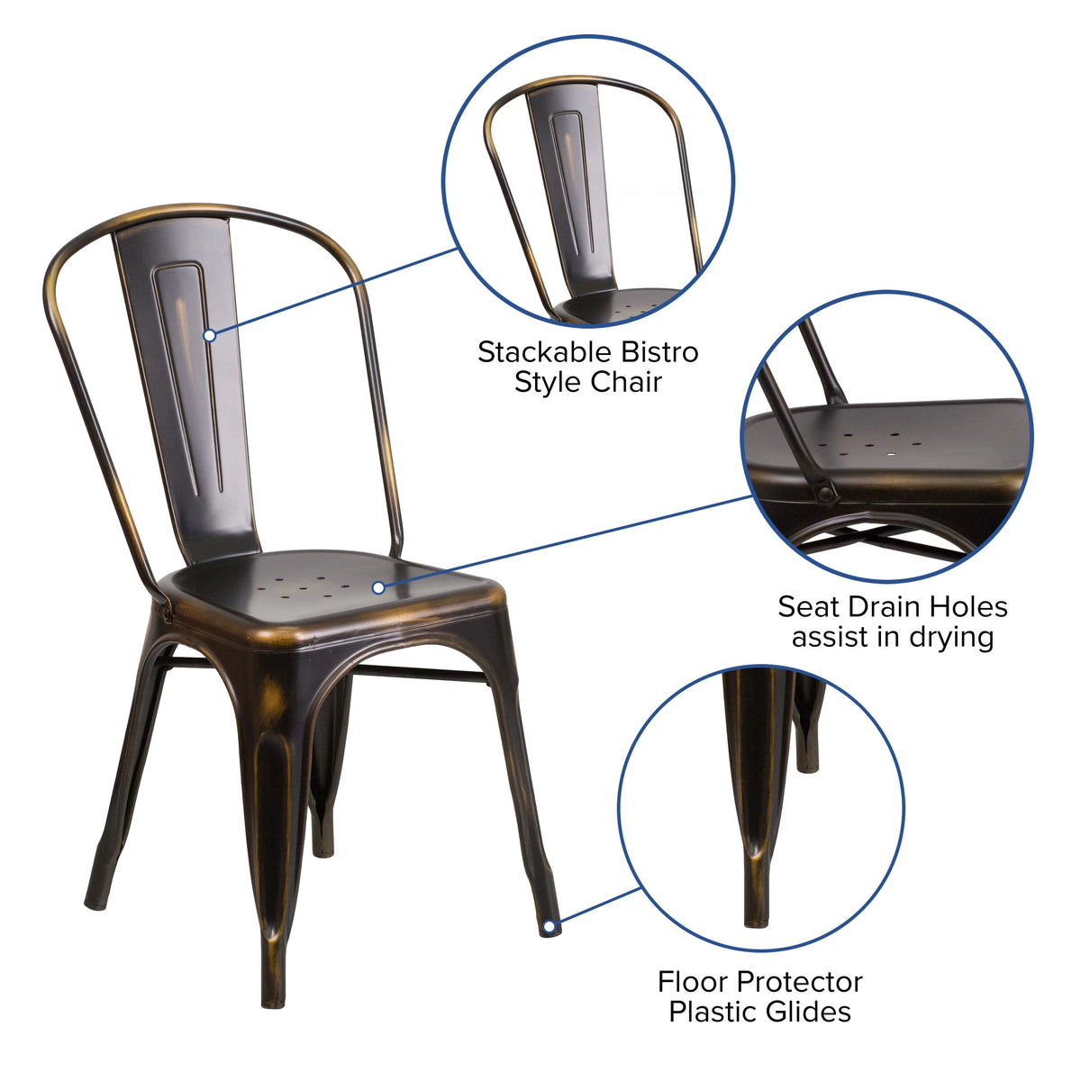 Copper Stacking Metal Dining Chair X947
