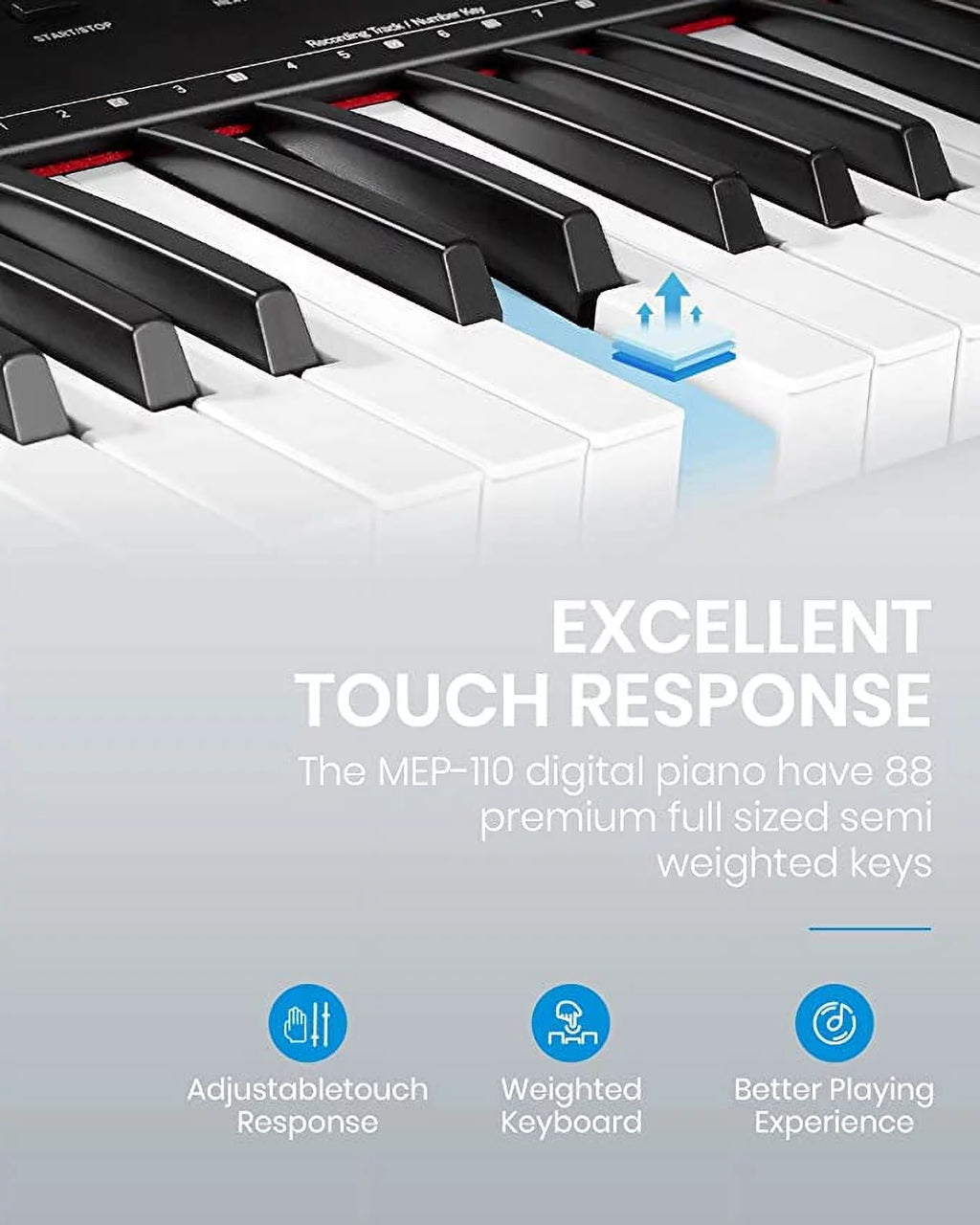 88 Key Full-Size Weighted Electric Piano with Sustain Pedal and Stand B3497