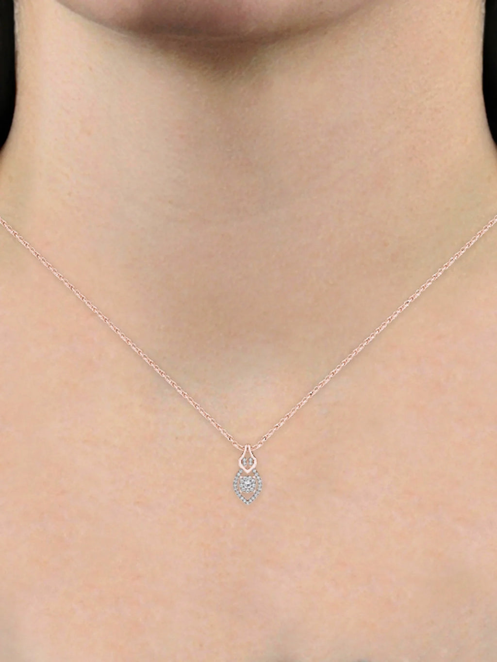 10K Rose Gold Diamond Teardrop Necklace X9611