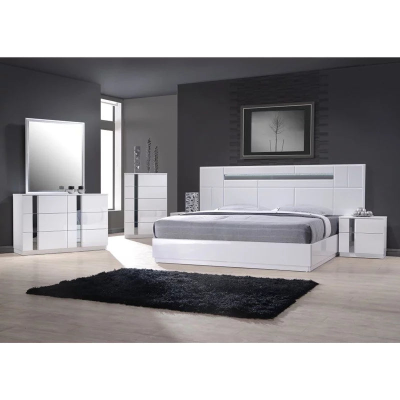 White 5-Piece King Size Bedroom Set S7076