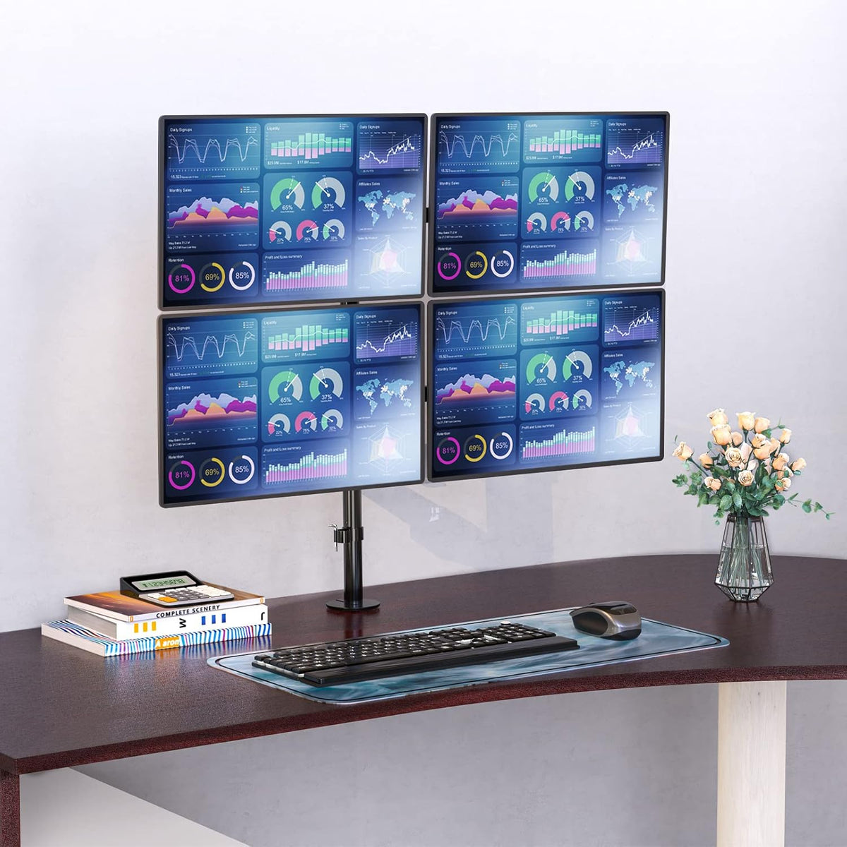 Quad Monitor Desk Mount, Black, Pack of 2 M44311